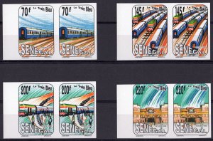 Senegal 1992 Sc#1012/1015 BLUE TRAIN Pair Imperforated MNH