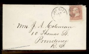 USA 1860s RUBY CITY Idaho Territorial to Providence Rhode Island Cover 88549