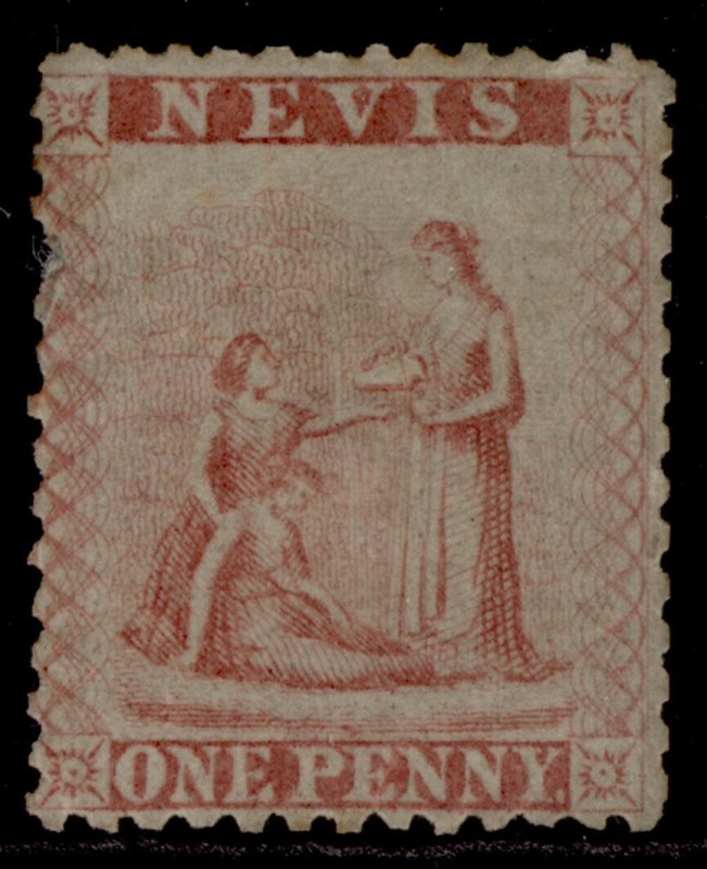 ST KITTS-NEVIS - Nevis QV SG1, 1d dull lake, M MINT. Cat £100.