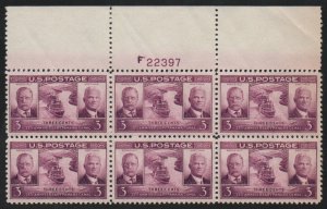 USA #856 VF/XF OG NH, Plate Block of 6, large top, post office fresh! SELECT!