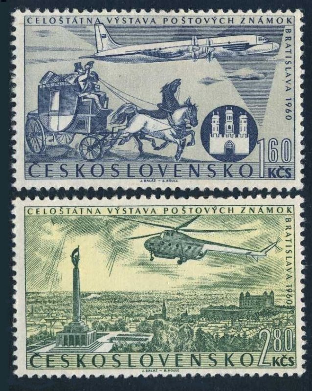 Czechoslovakia C49-C50, MNH. Mi 1226-1227. Stamp EXPO Bratislava-1960.Helicopter
