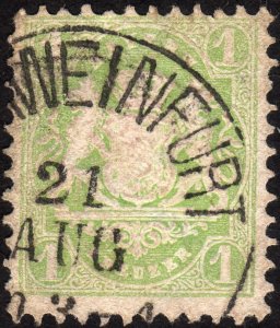 1870, Germany Bavaria, 1Kr, Used, Sc 23, Nice cancel