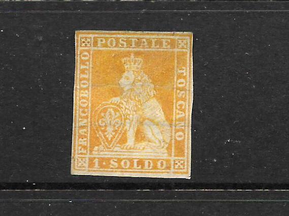 TUSCANY 1851-52  1s  ORANGE  LION  MNG     SG 5