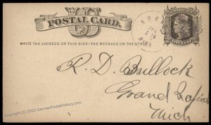 USA 1870s NUNICA Michigan Violet Cancel Postal Card Cover 96321
