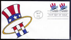 UNITED STATES FDC 'H' Rate (33¢) Top Hat 1998 cacheted