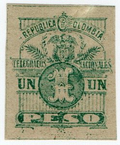 (I.B) Colombia Telegraphs : 1P Green on Cream (1904)