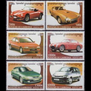 CAMBODIA 2001 - Scott# 2097-102 Automobiles Set of 6 NH