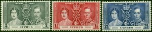 Cyprus 1937 Coronation Set of 3 SG148-150 Fine VLMM