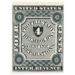 U.S. Internal Revenue 4c RS108P3 Helmbold’s Genuine Preparations Plate Proof