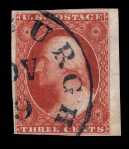 MOMEN: US STAMPS #10A ORANGE BROWN USED VF+ LOT #89210*