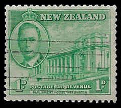 New Zealand #248 Used; 1p Parliament House - Wellington (1946)