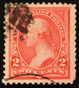 U.S. Used Stamp Scott #250 2c Washington, Jumbo. Virtually Face-Free Cancel.