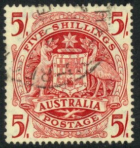 AUSTRALIA 1949-50 5sh COAT OF ARMS Issue Sc 218 VFU