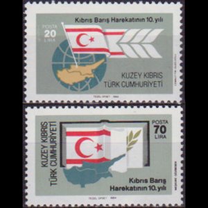 TURKISH-CYPRUS 1984 - Scott# 148-9 Turkish Invasion Set of 2 NH