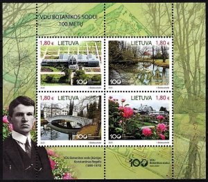 LITHUANIA 2023-10 Plants Flowers Architecture: Botanical Garden, Souv Sheet, MNH