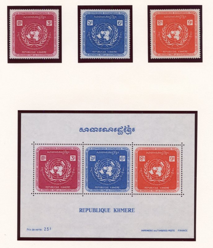 CAMBODIA LOT A OF  STAMPS & SOUVENIR SHEETS  MINT NH   ON ALBUM PAGES