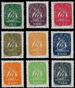 Portugal 1948-49 Sc 702-710 MVLH-XLH vf-xf Caravelle high values.  Difficult set