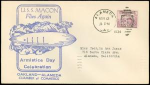 10/12/34 USS MACON FLIES AGAIN, ARMISTICE CELEBRATION, Oakland-Alameda CoC & CxL