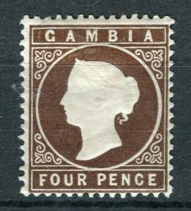 GAMBIA; 1886 classic QV Crown CA issue Mint hinged Shade of 4d. value