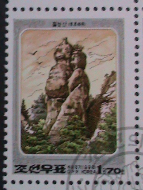 ​KOREA 1998-SC#3817 MT. CHILBO-COUPLE ROCK- FANCY CANCEL-BLOCK VF KEY STAMPS