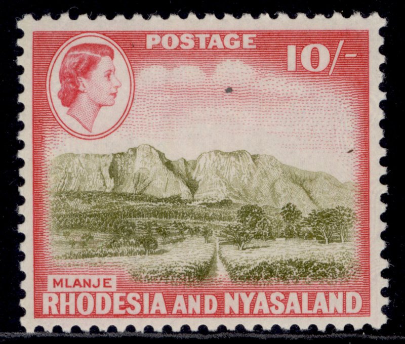 RHODESIA & NYASALAND QEII SG30, 10s olive-brown & rose-red, M MINT. Cat £28. 