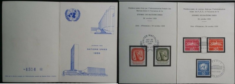 1959 United Nations UN New York Trusteeship Council + Switzerland Geneve folder