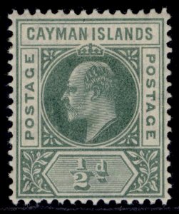 CAYMAN ISLANDS EDVII SG8, ½d green, NH MINT. Cat £13.