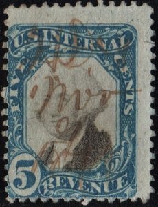 R107 5¢ Second Issue Revenue (1871) Used
