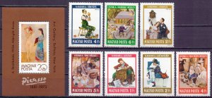 Hungary. 1981. 3524-30 bl154. Painting. MNH.