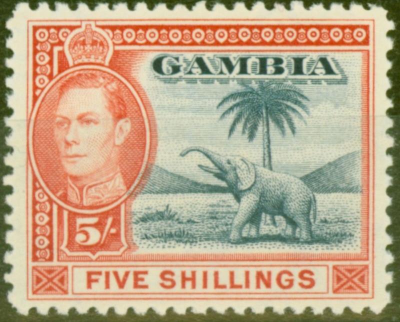 Gambia 1938 5s Blue & Vermilion SG160 V.F MNH