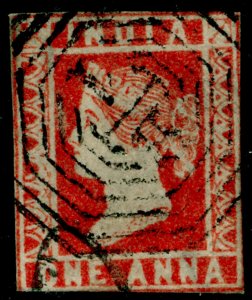 INDIA SG13, 1a deep red, USED. Cat £120.