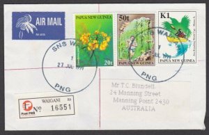 PAPUA NEW GUINEA 1999 Registered cover ex SNS WAIGANI.......................L790