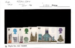 Great Britain, Postage Stamp, #589-594 Mint NH, 1969 Cathedral (AB)