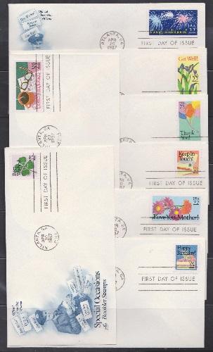 2267 - 2274 Special Occasions set of 8 Unaddressed ArtCraft FDCs