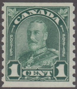 CANADA Sc#  179 MNH KING GEORGE V 1¢ DEEP GREEN COIL