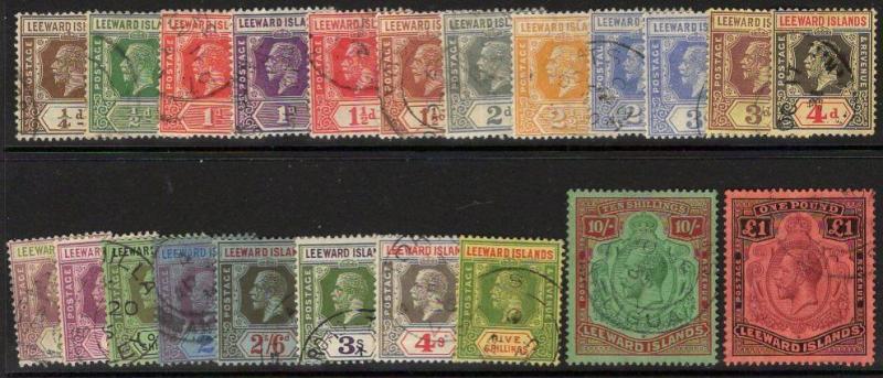 LEEWARD ISLANDS SG58/80(Ex.SG62) 1921-32 DEFINITIVE SET FINE USED