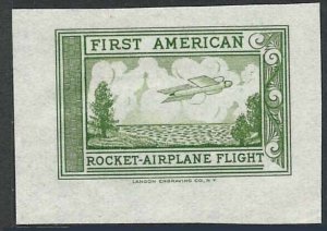 USA 1936 1st USA Rocket flight labels in red & green Sanabria R1-2 - fine unus