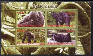 CONGO KIN. - 2009 - Gorillas - Perf Min Sheet - MNH - Private Issue