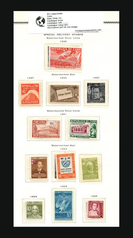 VINTAGE:CUBA 1936 PACE OG NH  SCOTT E9.....  LOT CUBP1936H