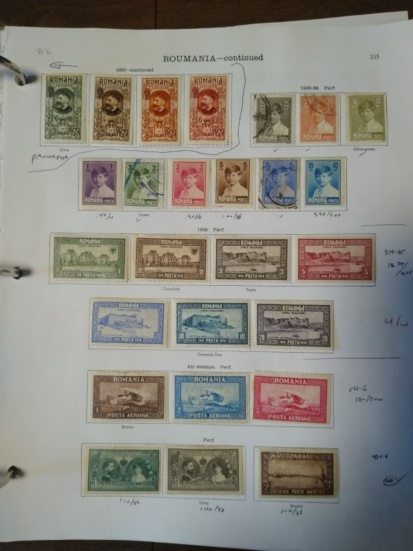 collection on pages Romania 1915-36 CV $335