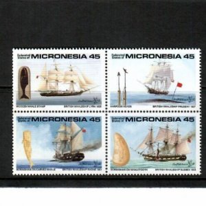 Micronesia 1990 - Ships Boats - London - Set of 4 Stamps - Scott #110-13 - MNH