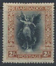 Barbados  SG 210 SC#  149   MH Victory Issue 1920    see scans