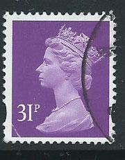 GB Machin 31p QE II  SG Y1695 Spacefiller corner crease