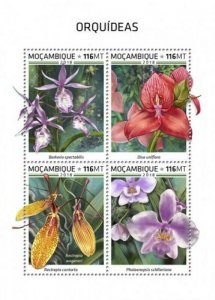 Mozambique - 2018 Orchids on Stamps - 4 Stamp Sheet - MOZ18501a 