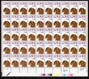 Scott #2202 Puppy Love 22¢ Sheet of 50 Stamps - MNH LL
