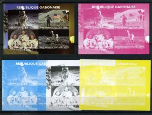 Gabon 2009 SPACE Astronauts (4) Progressive Color Proofs + original