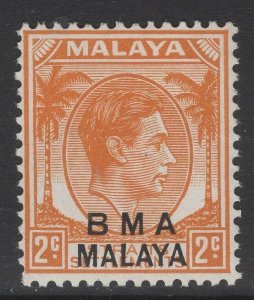 MALAYA BMA SG3 1946 2c ORANGE MTD MINT