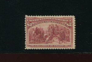 242 Columbian Exposition Issue $2 Hi Value MINT Stamp with APS Cert (242-APEX)