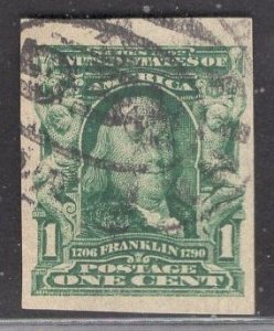 US Stamp #314 1c Blue Green Franklin Imperf USED SCV $17.50