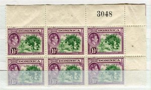 DOMINICA; 1938 early GVI pictorial issue MINT MNH CORNER Sheet BLOCK 